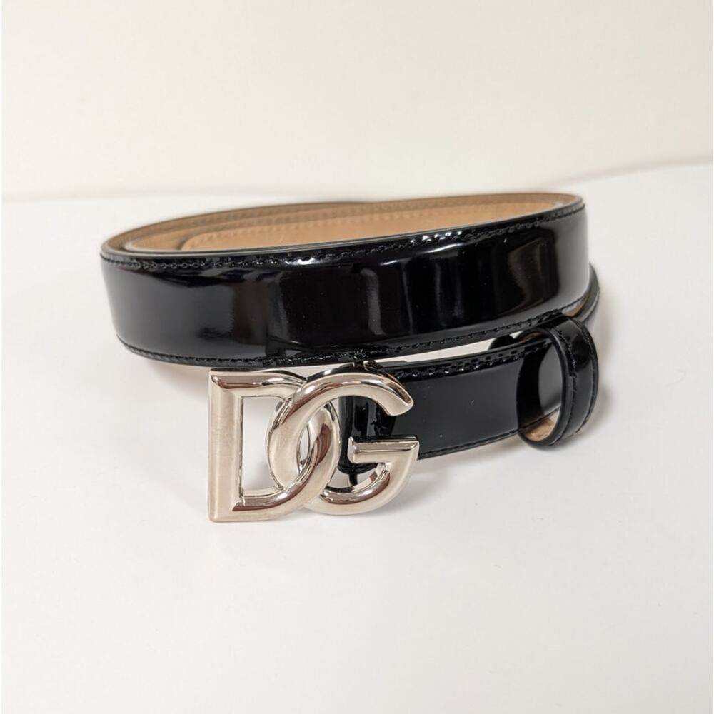 Dolce & Gabbana DG-logo Leather Belt BE1447-AI413 Womens 90 36 Black Italy NWOT